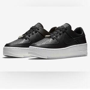 Nike low platform Air Force Ones Black and White Sneakers